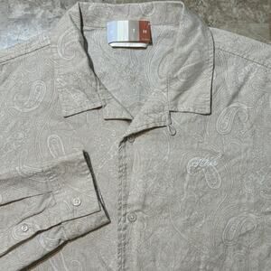 Kith Shirt Mens Large Thompson Paisley Jacquard Camp Loop Collar Long Sleeve